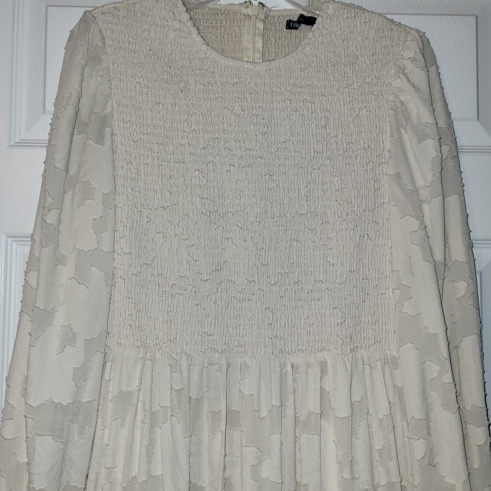INA Smocked Lined Maxi Dress Women's Size Small‎ Cream Ivory Modest Cottagecore - Picture 13 of 14